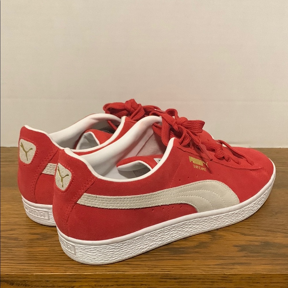Puma Red and White Suede Sneakers - Picture 3 of 11